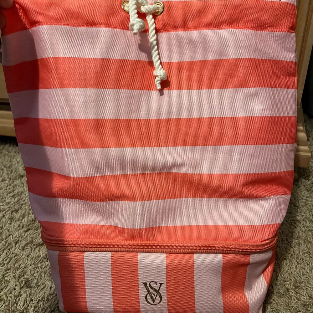 Victoria's Secret Pink and Coral Striped Backpack